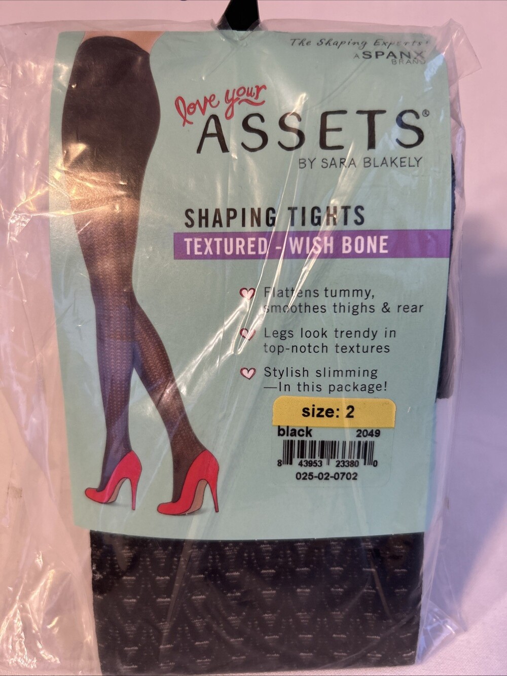 Shaping Tights Size 2 Black Textured Wish Bone Love Your Assets Spanx